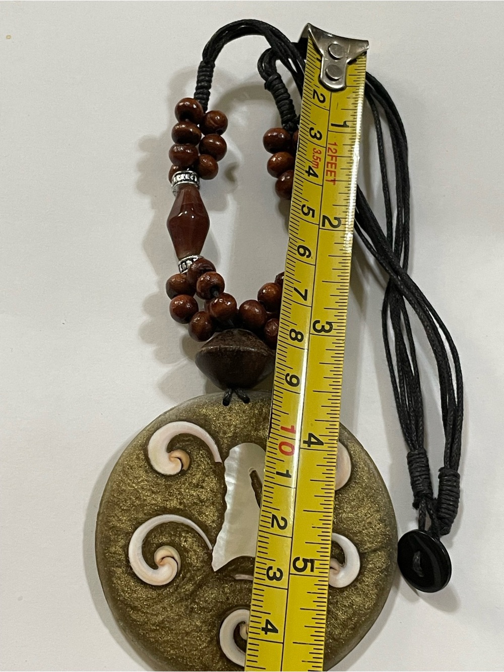 Unique Shell, Resin, Wood & Glass Disc Bead Cord Necklace #9746 ❤️🔥 - Picture 6 of 9